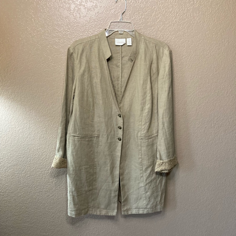 Chico’s Tan Long  Linen Coat Jacket (NWOT)